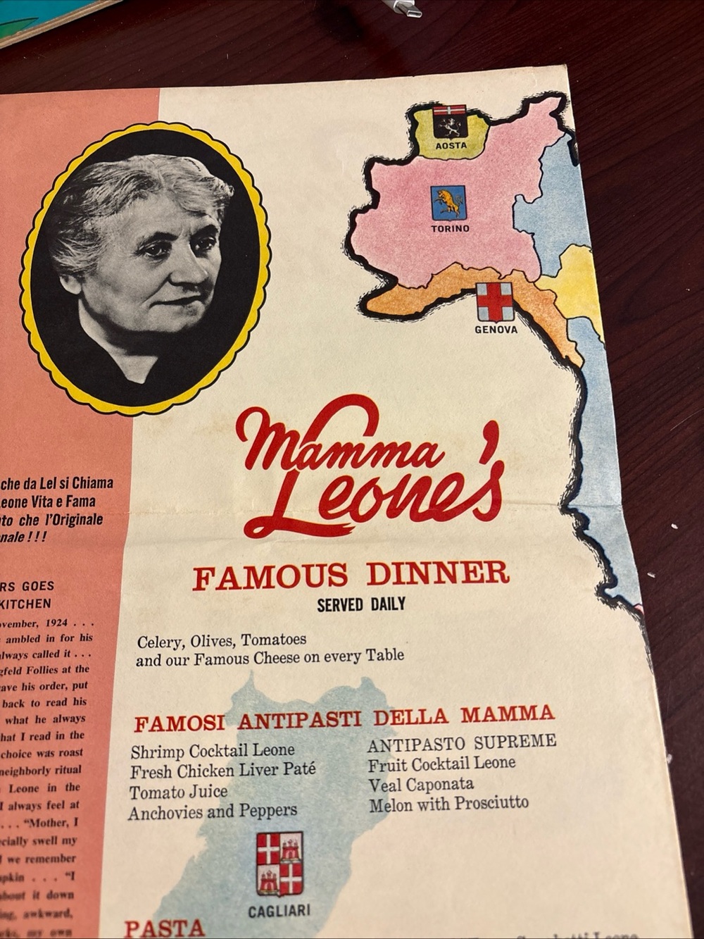 Mamma Leone's Restaurant Menu 239 West 48th Street Manhattan New York City